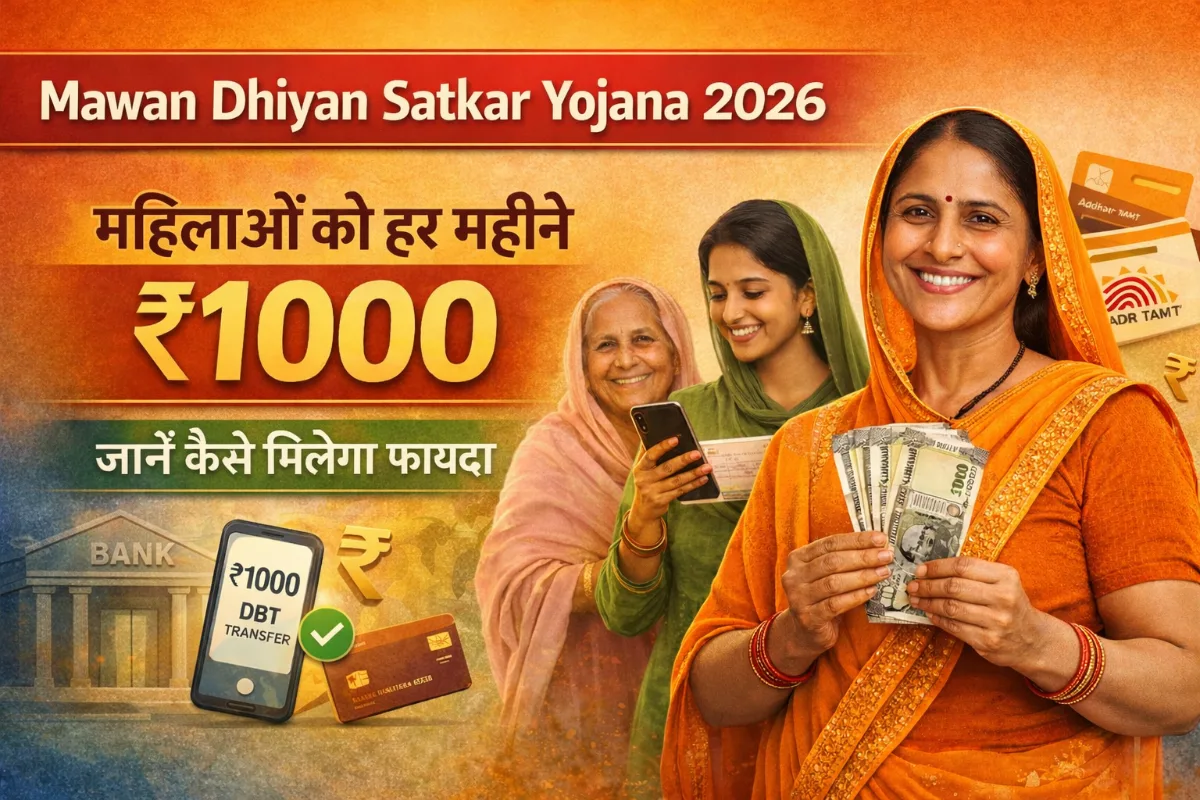 Mawan Dhiyan Satkar Yojana 2026 me mahilao ko har mahine 1000 rupaye ka benefit aur yojana ki jankari
