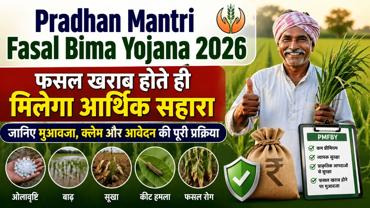 Pradhan Mantri Fasal Bima Yojana 2026 फसल खराब होने पर मुआवजा क्लेम और आवेदन प्रक्रिया